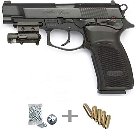 Kit ASG Thunder 9 Pro LÁSER - Pistola de Aire comprimido (CO2) y balines de Acero (perdigones BBS) Calibre 4.5mm. Réplica + Accesorios <3,5J