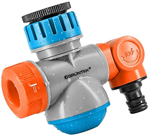 GRÜNTEK Flexibler Wasserhahn Adapter mit dreh- und neigbarem Schlauchanschluss und Wasserhahn-Funktion mit 2 Wasserstrahlarten