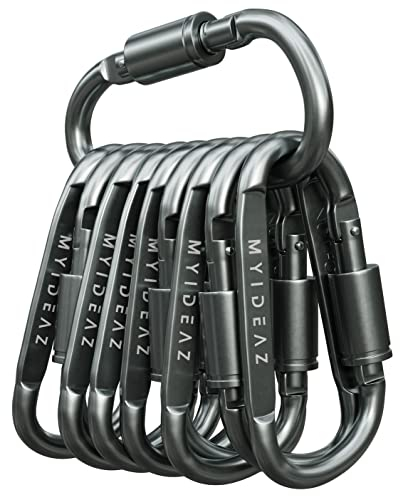 Karabiner mit Schraubverschluss, 10er Set 80mm große Karabinerhaken aus hochwertigem Premium Alu für Camping, Wandern …