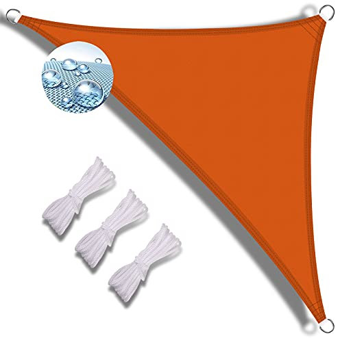 MEEYI toldos y Velas para Patio 3x4x5m toldo Vela Triangular toldo Vela de Sombra Patio toldo Vela de Sombra jardín toldo Vela Impermeable Resistentes Baratos para Piscina con Cuerdas-Naranja