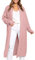 LILLUSORY Long cardigan pour femme, manteau d'hiver surdimensionné ouvert sur le devant pour l'automne, rose, Taille S
