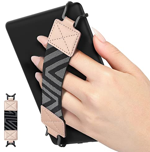 MoKo Cinturino di Sicurezza per 6-8 Kindle eReaders Fire Tablet - Kobo/Voyaga/Lenovo/Sony Kindle E-Book Tablet, Cinturino da Mano Versatile ad Alta Elasticità Supporto Antiscivolo, Oro Rosa
