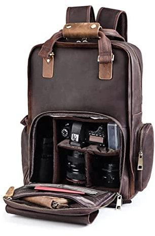 LIOONS Premium Rucksack Neue 100% Vintage-Leder-Rucksäcke, einfache Business-Laptop-Rucksäcke, Outdoor-Reisen, Tagesrucksack, Unisex-Rucksack mit großer Kapazität Laptop-Tasche