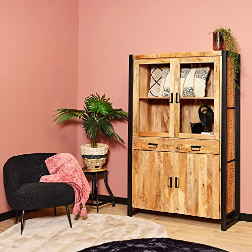 Vitrinenschrank Boaz 115 cm | Mangoholz Möbel