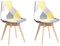 BenyLed Lot de 2 Chaises de Salle à Manger en Tissu ; Chaises de Cuisine Scandinaves en Lin avec Pieds en Hêtre (Jaune)