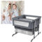 3-in-1 Babybett, Stubenwagen für Zwillinge,Babywiege, Next to Me, Beistellbett Baby, reisegitterbett mit matratze, Moskitonetz, kinderreisebett, Höhenverstellung, mit Aufbewahrungskorb ( Color : Dark