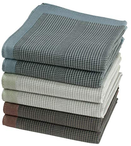 Merrysquare Pañuelos para Hombre, Estilo Príncipe de Gales, 100% Algodón, 40x40 cm, Pack de 6, Modelo Stirling