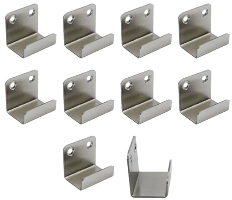 Coshar, Ganci in acciaio inox per piastrelle in ceramica, cartelloni. riquadri da parete, resistente, morsetto a J piatto, larghezza interna 25 mm, colore: argento, 10 pezzi