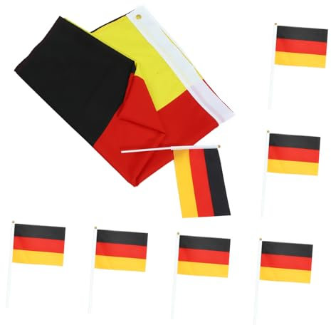 OFFSCH Deutschland Fahne Party Sport Handflagge Dekorative Garten Terrasse Wand Dekoration Verschleißfest Tragbar Auto Fahnen Jubelflaggen