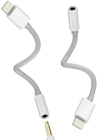 Lot de 2 adaptateurs Lightning vers prise jack 3,5 mm pour casque audio Apple MFI de voiture certifié Apple MFI Câble audio répartiteur casque jack convertisseur pour iPad Prise jack pour iPhone 14 13