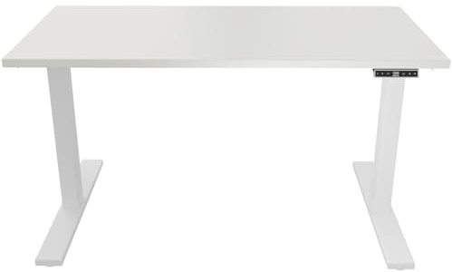 Höhenverstellbarer Schreibtisch E-WonderTech, EWT251206005, Platte 005 weiß, Gestell 396 weiß,H 630-1280 x B 1200 x T 600