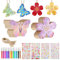 LPZMPZ 40 Kits Bricolage Enfant Papillons Bois à Peindre Kits Bricolage Papillons en Bois Avec Stylo Aquarelle et Autocollants en Pierres Précieuses, Corde de Bois, pour Fille Garçon