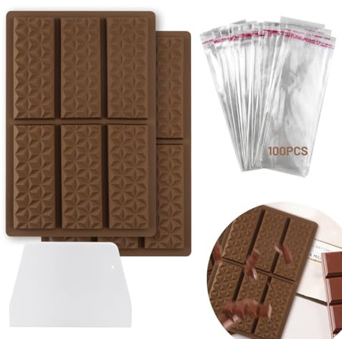 2 Piezas Moldes de Chocolate, Silicona Molde Barra de Chocolate Kit, Antiadherente Molde de Chocolate de Dubái, para DIY Barra de Chocolate