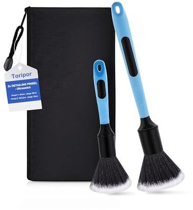 Toripor 2X Auto Detailing Reinigung Pinsel Set, ultraweich Detail Bürsten für schonende Reinigung Autopflege - sanfte Car Reinigungspinsel Brush für innen & außen empfindliche Oberflächen