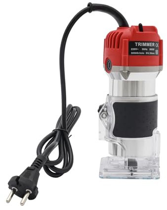 WOLEGM 800W Einhandfräse Holzschneidemaschine, 1/4'' Elektrische Oberfräse Kantenfräse aus Aluminium Einstellbare Höhe für Schneiden Holz, Schlitzen