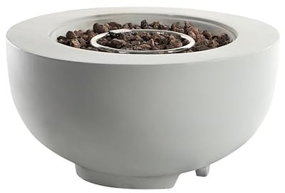 Feuerstelle mit Gas aus GRC Glasfaserverstärkter Beton grau für Garten Daisetu