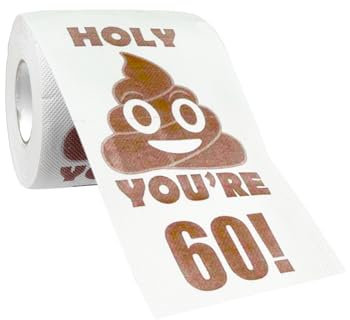 Tabanzhe Funny Toilet Paper-Happy Prank 60th Birthday Gifts Toilet Paper Roll for Women Men Novelty Gag Gifts Party Supplies Favors for 60th Birthday Surprise Decoration