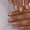 24pcs Short Square False Nails - Nude French Tip Press On Nails with Gold Liner - Full Cover Acrylic Nail Tips for Women