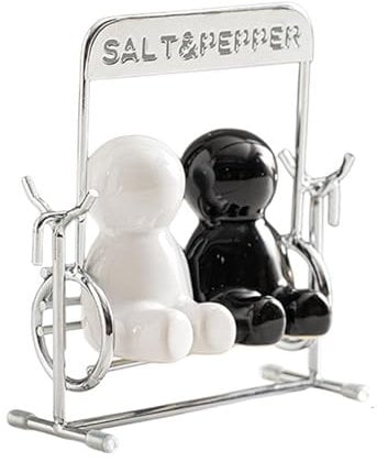 Ceramic Salt and Pepper Shaker with Swing Top Design Leak Proof Kitchens Countertops Decors for Home Cooking Essential Creative Kitchens Swing Design Jars