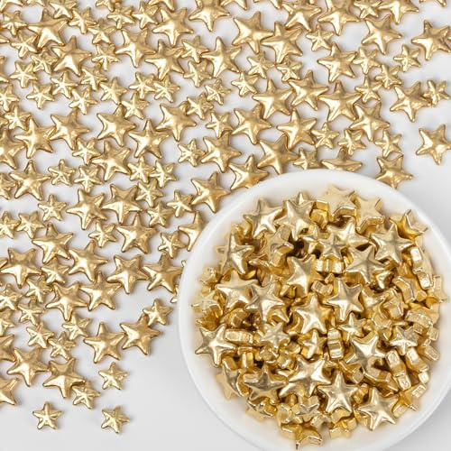 Edible Gold Star Sugar Sprinkles,130g Mix Size,Candy Stars Sprinkle for Cake Decorations and Cupcake Toppers, Ice Cream, Wedding Party Valentines Christmas Supplies