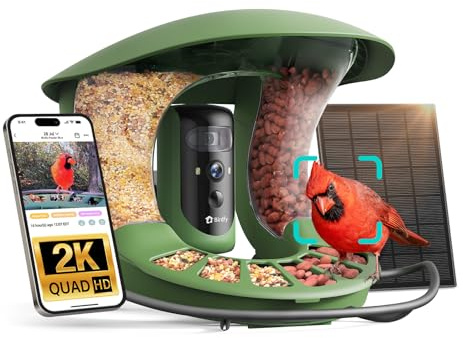 Birdfy 2 Smart Bird Feeder with Camera, AI Identifies Bird Species, Dual-Lens 2K Camera for Live Streaming & Close-Up Photos, Solar-Powered Backyard Birdwatching Gift