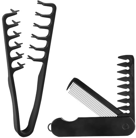 Peine de textura, 2 piezas Peine para cabello rizado Peine de textura y kit de peine plegable 2 en 1, peine de textura para peinar Herramienta de volumen de raíces para el cuidado de las raíces del