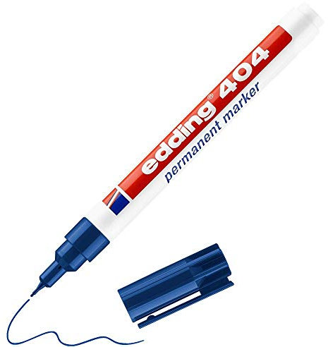 edding 404 Permanentmarker - blau - 1 Stift - extra-feine Rundspitze 0,75 mm - wasserfest, schnell-trocknend - wischfest - für Karton, Kunststoff, Holz, Metall, Glas