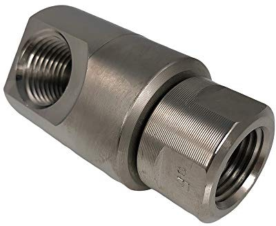 Hannay Reels 9927.8551-1/2 90 FXF Steel 5000 PSI Super Swivel Joint (Aflas, Zerk Fitting, Black Cap)