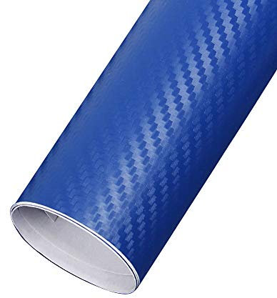 EBILUN Rouleau de film vinyle en fibre de carbone pour voiture Bleu foncé 127 x 10 cm