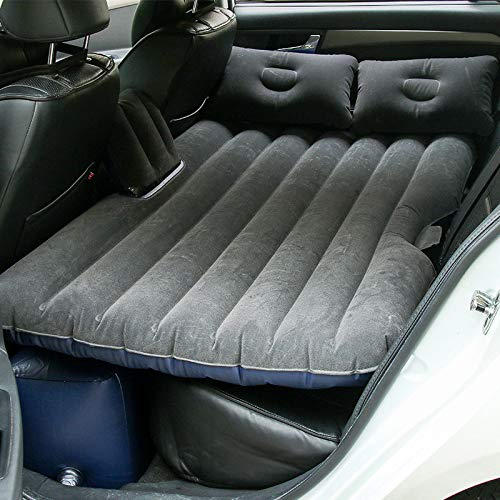 Sinbide Luftmatratze fürs Auto, zusammenklappbar, multifunktional, 3 Farben + 2 Kissen + Pumpe, Schwarz