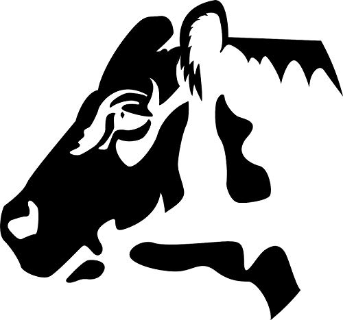 Wandtattoo: Kuh – Tier – Rind – Kopfdarstellung – Landwirtschaft//Farb- und Größenwahl (Dunkelrot - 480 mm x 450 mm)