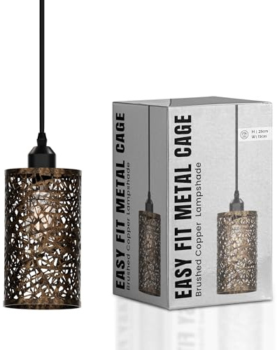 Ceiling Light Shade Metal Pendant Light Shade Ceiling Light Fitting Ceiling lamp Shades Industrial Ceiling Lights lampshade for Kitchen Light Ceiling lamp (Brushed Copper 9 - Pattern 7)