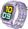 AHASTYLE Correa transparente para Apple Watch de 44 mm, 42 mm, correa de repuesto de cristal con funda de TPU para iWatch Series 6, 5, 4, 3, 2, 1, SE (44 mm/42 mm, lavanda)