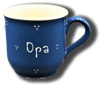 Carstens Keramik® Namenstasse Tasse mit Namen Dreipunkt Blau - 0,25 l - Handgefertigt in Deutschland