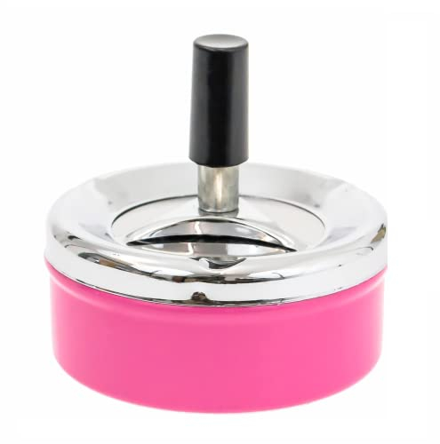 BARGAIN4ALL Posacenere girevole rotondo in acciaio inox – Posacenere per sigarette – con vassoio rotante per raccogliere cenere – Design unico (rosa)