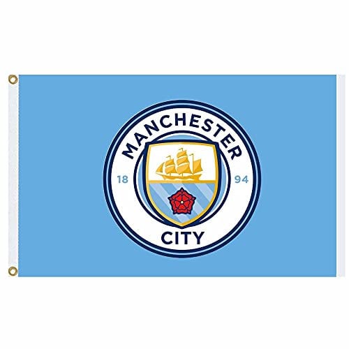 MCFC Official Manchester City Crest Premier League Champions Flag (5ft x 3ft & 100% Polyester)