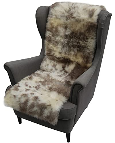 Hollert Lammfell Sesselauflage 160 x 50 cm Englisch gescheckt Sitzauflage Couch Unterbett Merino Fellauflage