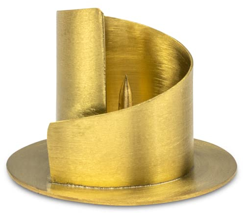 WikaKerzen Kerzenleuchter für Kerzen - Kerzenständer aus Gold & Silber gebürstetem Messing - Kerzenhalter für Hochzeits-, Kommunions- & Taufkerzen (Ø 4cm, Gold)