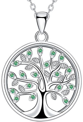 J.MUEN Lebensbaum Kette Damen 925 Sterling Silber Anhänger mit Halskette 45+5cm, Schmuck Geburtstagsgeschenk für Mädchen Frauen