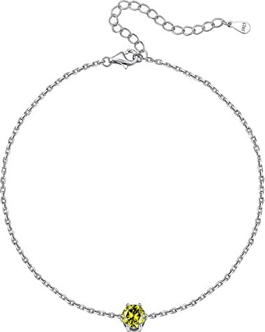 Bracelets Cheville Femme Argent 925 Chaîne de Cheville avec Charm Peridot Pierre Naturelle Bijoux Pierre de Naissance Août Cheville Pied pour Vacance