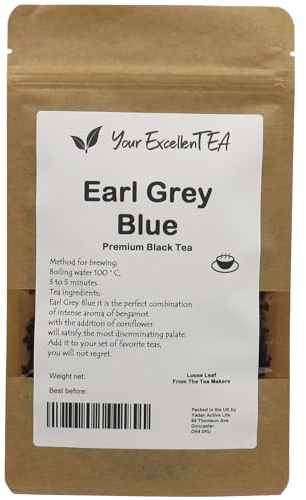 Earl Grey Blue Flower Loose Leaf Tea (500g) - Ceylon Black Leaves with Real Bergamot Oil in Resealable Kraft Pouch, Citrusy & Delicious Premium Loose Tea Experience by Your ExcellenTEA