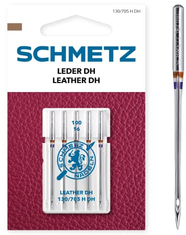 SCHMETZ | 5 Nähmaschinennadeln | Leder DH | 130/705 H DH | Nadeldicke 100/16 | auf jeder gängigen Haushaltsnähmaschine einsetzbar