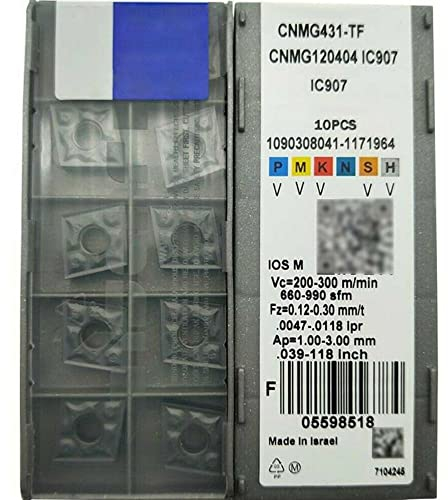 10 Stück CNMG120404-TF IC907 Einsatz Hartmetall-Einsatz Drehmaschine Dreheinsatz Schleifen
