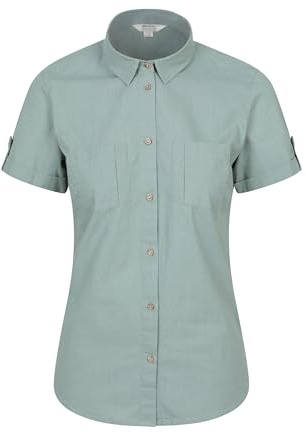 Mountain Warehouse Coconut Short Sleeve Womens Shirt - 100% Cotton Ladies Top, Lightweight, Breathable Blouse, Mesh Lined Tee - Spring Summer, Travelling