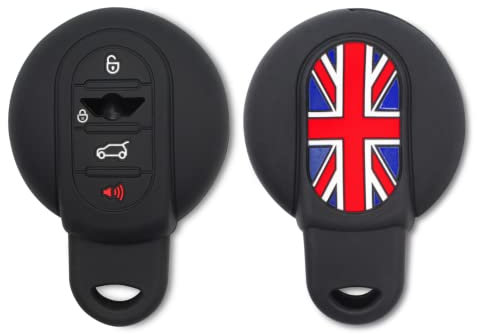 Guscio per Chiave Mini Cover in Gomma Silicone con Bandiera Inglese compatibile con Auto One Cooper S Countryman Cabrio Clubman - Nero