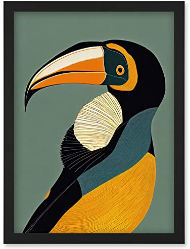 Wee Blue Coo Keel Billed Toucan Bird Portrait Vintage Illustration Artwork Framed Wall Art Print A4