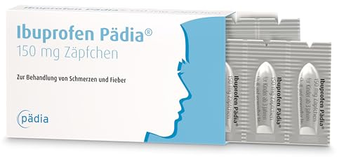 Ibuprofen Pädia Zäpfchen 150 mg, 10 Stk. – Für Kinder ab 3 Jahren | Mit Ibuprofen | Zur Behandlung von Fieber und Schmerzen