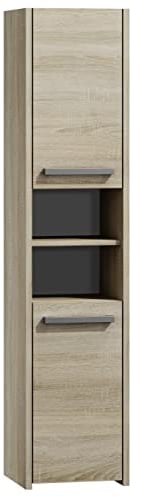 CDF Badezimmerschrank Hochschrank 40×30×170 cm – Eiche Sonoma – Türen mit Soft-Close – freistehend/wandhängend – pflegeleichtes Badmöbel – modern