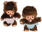 alles-meine.de GmbH 2 TLG. Set: Bebichhichi Baby - Junge & Mädchen - mit rosa/pink + Blauer - Windel und Schnuller - Monchichi klein 14,5 cm mit Schleife - Hose Monchhichi zur ..