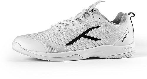 HUNDRED Men's Infinity Pro Non-Marking Badminton Shoe, White/Black, 8 UK